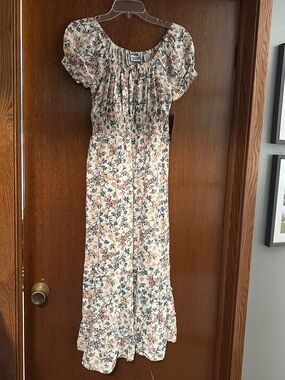 Colorful Planet Smocked Girls Dress Floral Maxi Long Cream XXL